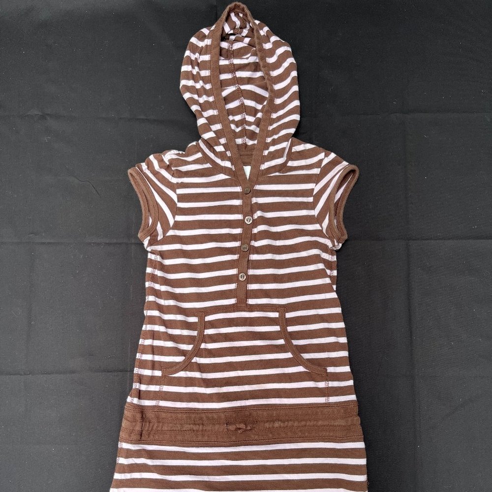 L.O.G.G - Brown and White Strips Pullover Dress